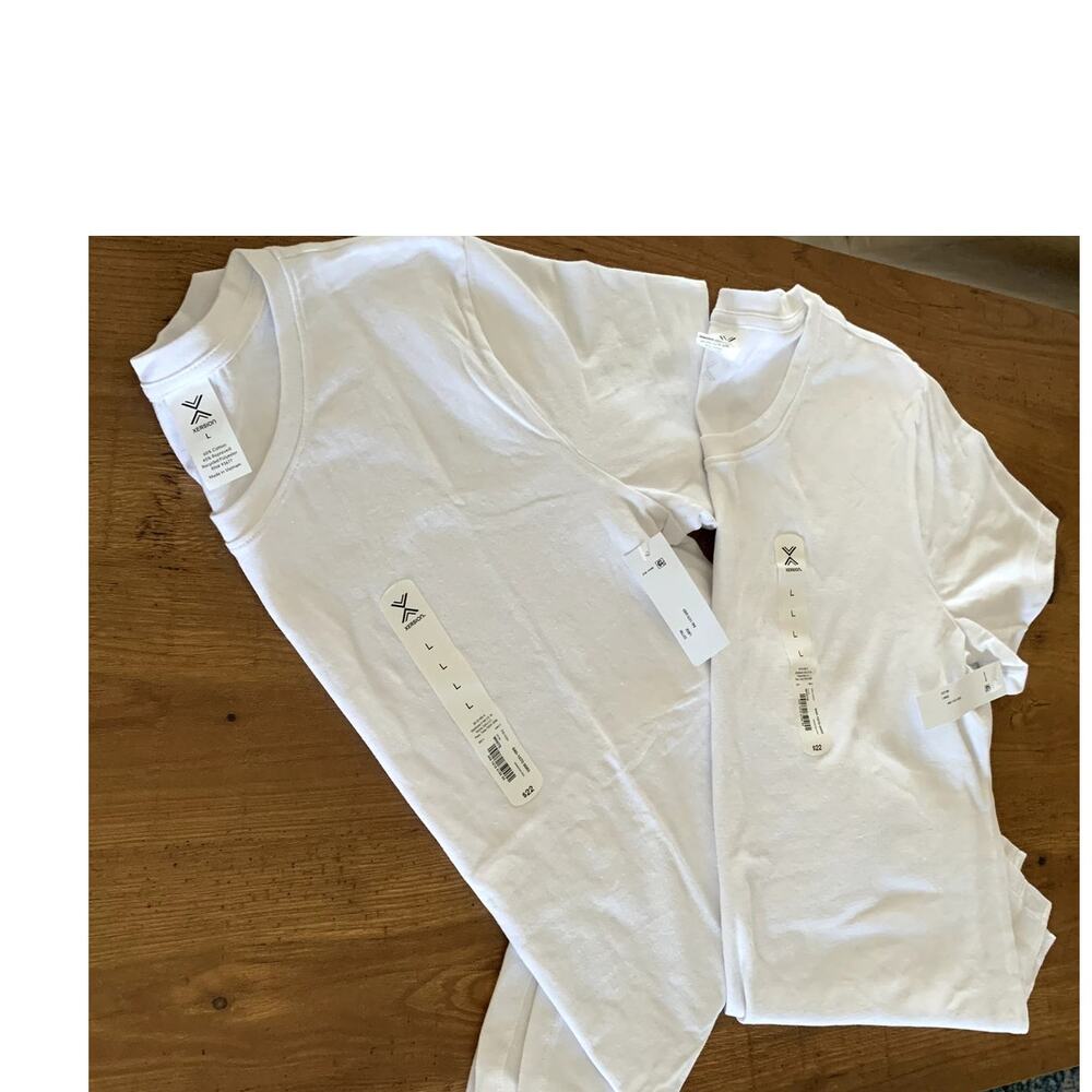 Women's White T Shirts Xersion Cotton Blend Lot of 2 Short Sleeve Size L NWT